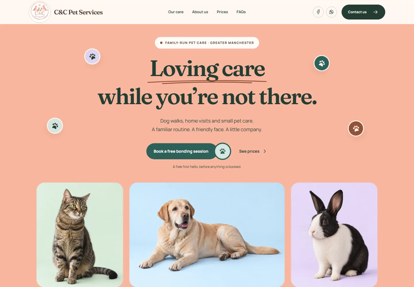 C&C Pet Services website