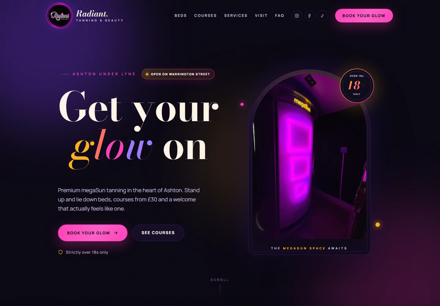 Radiant Tanning & Beauty website